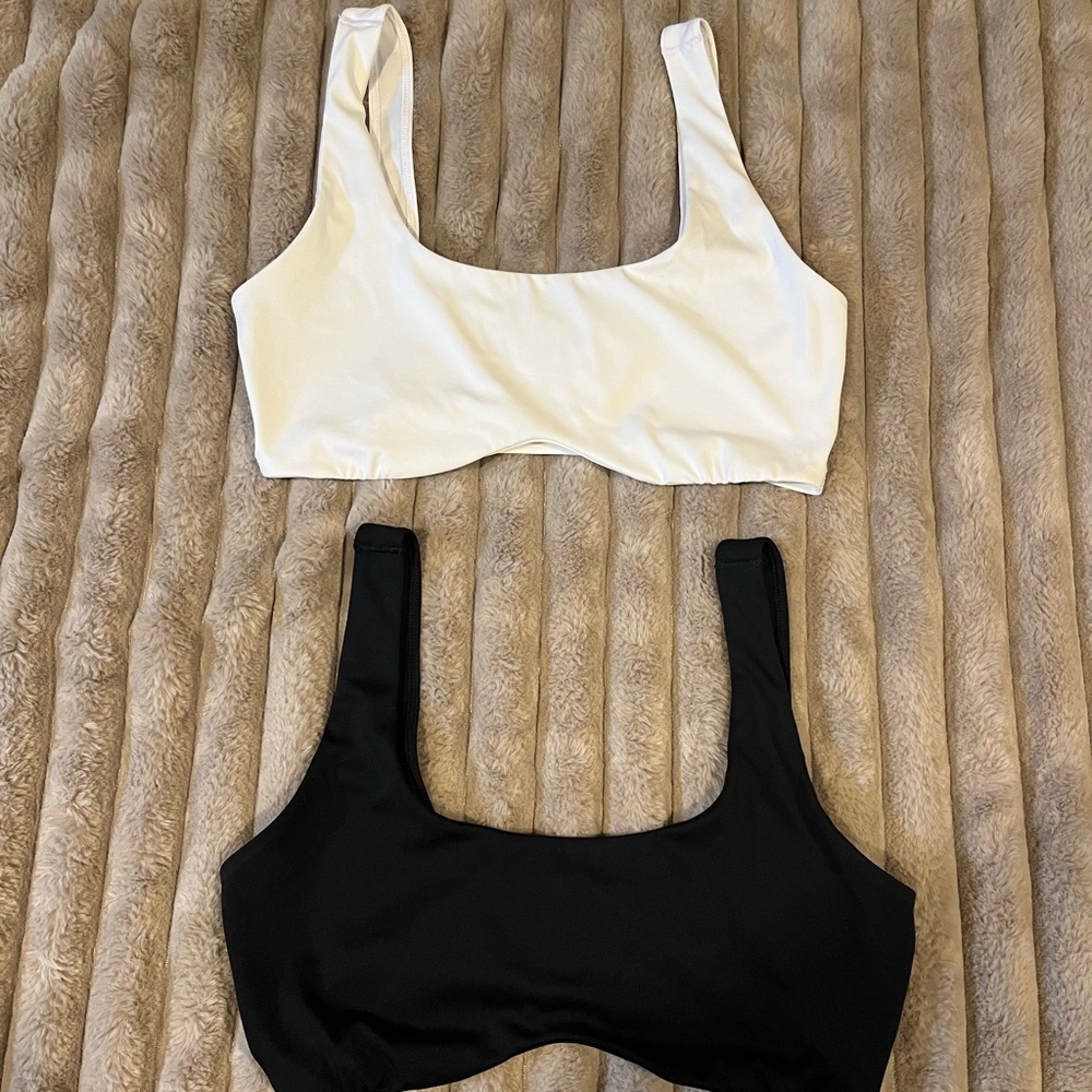 Gymshark White and Black Sports Bras